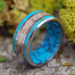 MOOSE OFF MAINE | Turquoise & Moose Antler Wedding Rings - Minter and Richter Designs