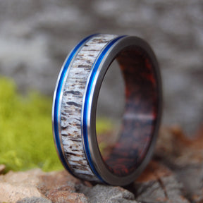 MOOSE RIDER | Moose Antler & Mokume Gane - Unique Wedding Rings - Minter and Richter Designs