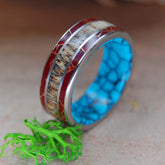 RED JASPER TURQUOISE MOOSE OFF MAINE | Azurite & Moose Antler Wedding Rings - Minter and Richter Designs