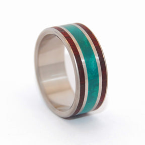 ROSEWOOD MORNING SONG | Jade and Rose Wood Titanium Wedding Rings - Minter and Richter Designs