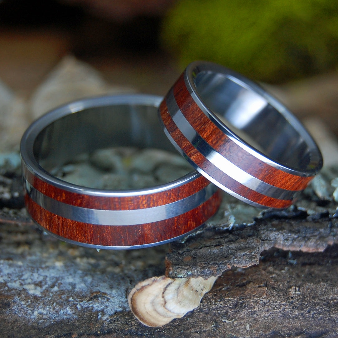 MORNING OF CREATION | Bloodwood - Wooden Wedding Rings Set - Minter and Richter Designs