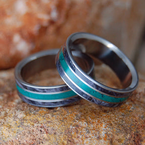 FLAT MORNING SONG | Stone and Wood Titanium Wedding Rings - Minter and Richter Designs
