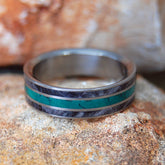 FLAT MORNING SONG | Stone and Wood Titanium Wedding Band - Minter and Richter Designs