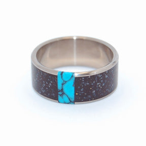 NO ONE ELSE | Icelandic Lava, Turquoise Stone Men's Wedding Rings - Minter and Richter Designs