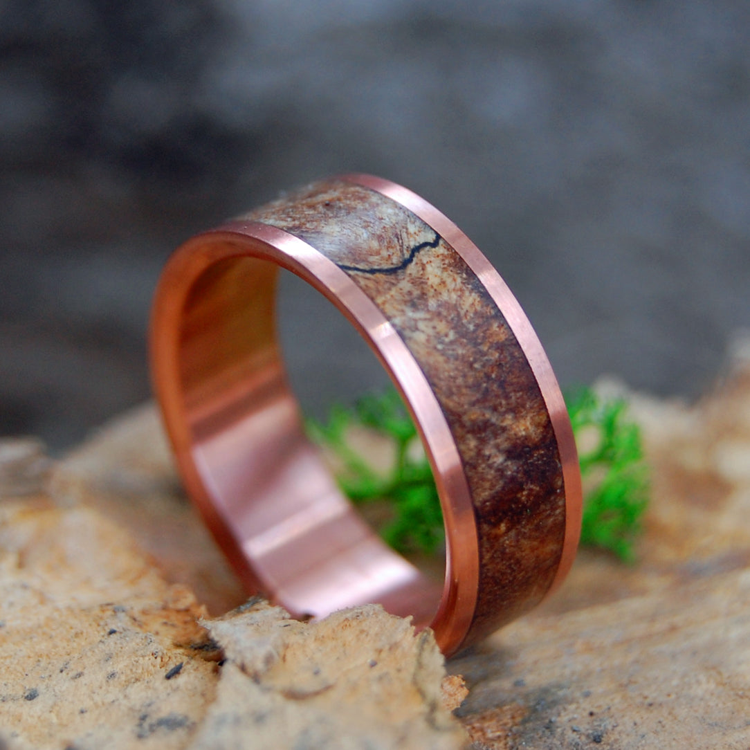ODE TO THE COPPER MINER | Copper and Spalted Maple Wood Titanium Wedding Ring - Minter and Richter Designs