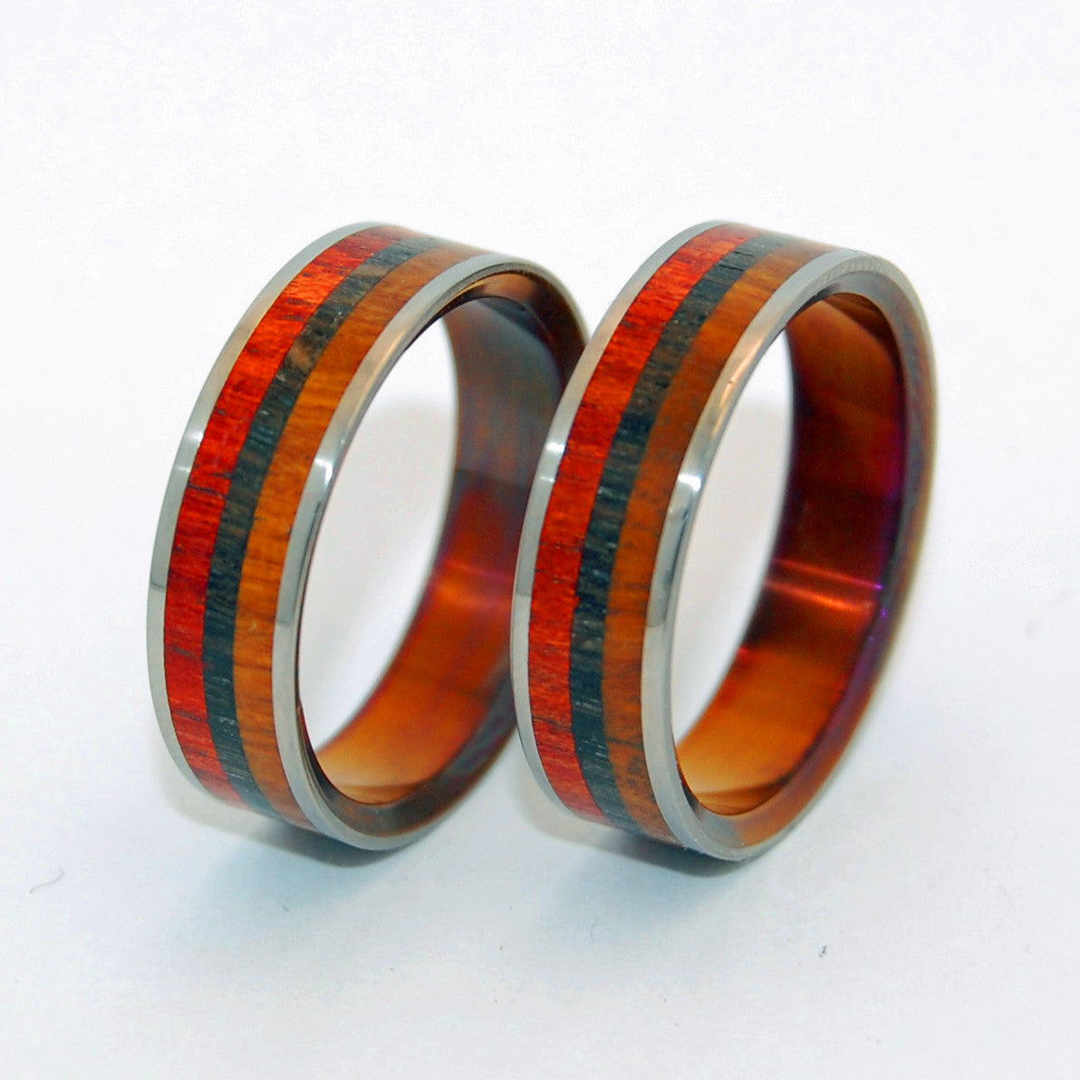 Custom Triple-step Edge Handmade Wedding Ring Set - HH-HC100148 - 14K Gold