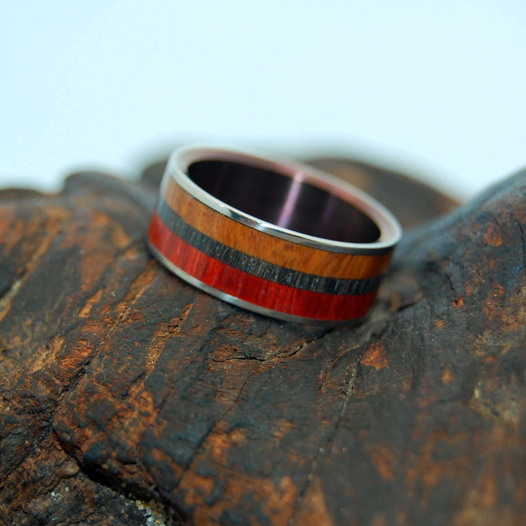 OLD SOUL | Ancient Woods & Titanium Handmade Wedding Rings - Minter and Richter Designs