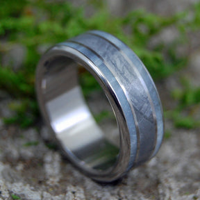 ON CUPID | Gray Marbled Pearl Opalescent & Meteorite Wedding Rings - Minter and Richter Designs
