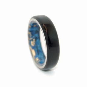BEST LOVE | Black Onyx Stone & Blue Box Elder Wood Custom Black Rings for Men - Minter and Richter Designs