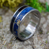 HIS HEART LISTENS | Ebony & Blue Box Elder Wood Titanium Wedding Rings - Minter and Richter Designs