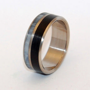 MOUNTAIN TOP | Black Resin & Gray Pearl Resin - Titanium Wedding Rings - Black Rings - Minter and Richter Designs