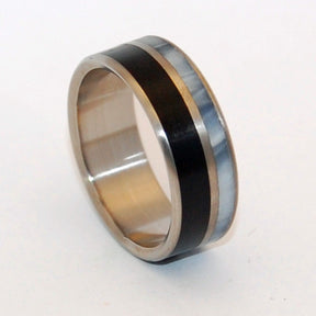 MOUNTAIN TOP | Black Resin & Gray Pearl Resin - Titanium Wedding Rings - Black Rings - Minter and Richter Designs
