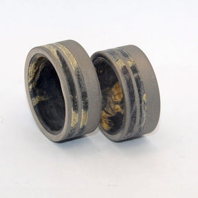 ONYX | Black Box Elder Wood & Sandblasted Titanium - Handcrafted Wooden Wedding Rings Set - Minter and Richter Designs