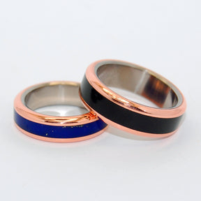 THE BODY OF HEAVEN | Titanium, Copper & Lapis Lazuli Stone Women's Wedding Rings - Minter and Richter Designs