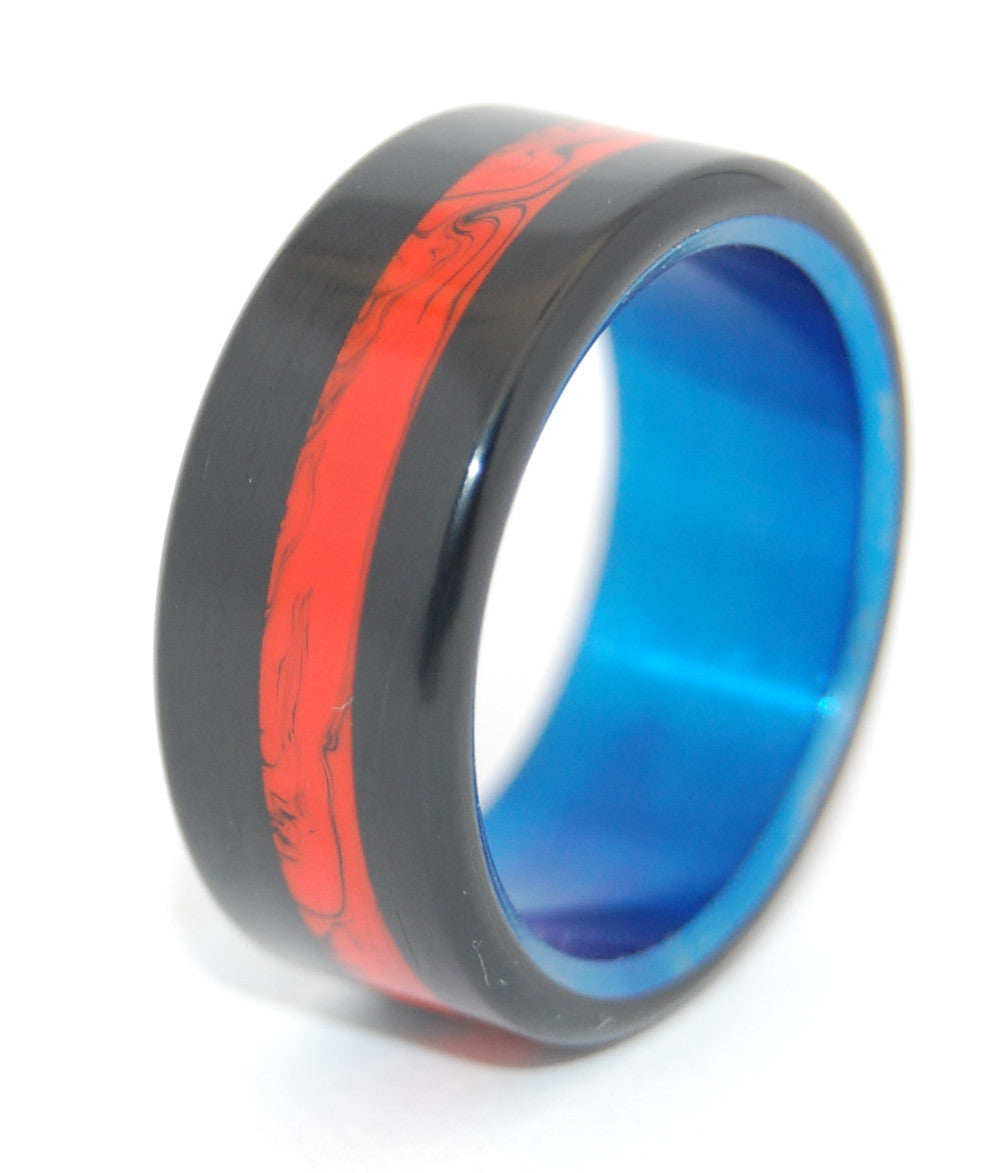 Campfire | Black-Orange and Hand Anodized Titanium Wedding Ring - Minter and Richter Designs