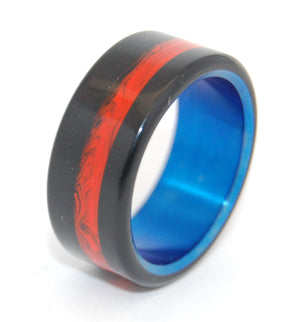 Campfire | Black-Orange and Hand Anodized Titanium Wedding Ring - Minter and Richter Designs