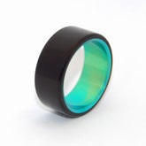OTHELLO'S ENVY | Onyx Stone & Green Anodized Titanium Men's Wedding Rings - Minter and Richter Designs
