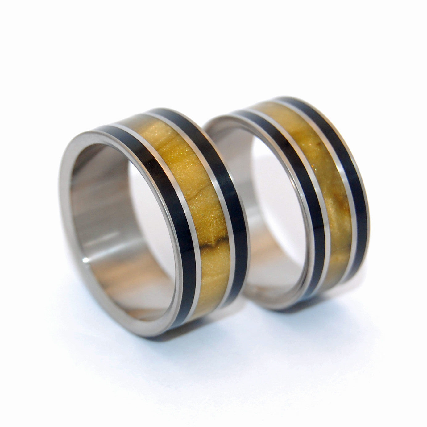 OUR SUMMIT | Tiger Eye Stone & Onyx Stone - Unique Titanium Wedding Rings Set - Minter and Richter Designs