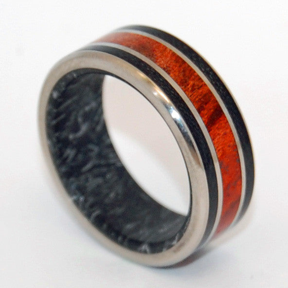 Amboyna Wood and Black Carbon Fiber Titanium Ring