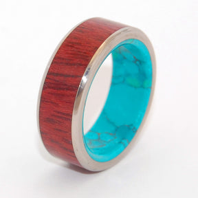 PROMISED LAND | Purple Heart Wood & Chrysocolla Stone - Men's Titanium Wedding Rings - Minter and Richter Designs