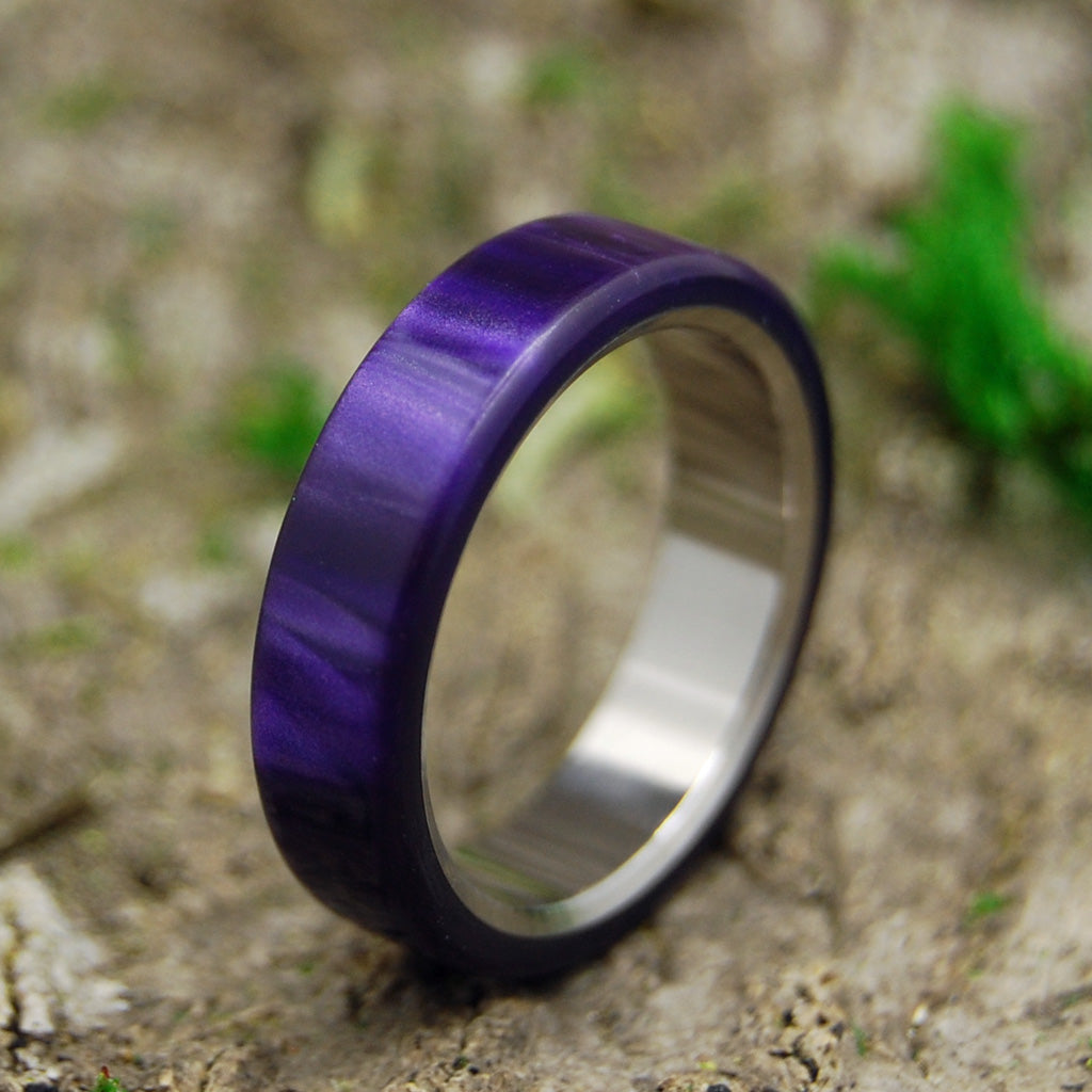 ROYAL SWIM OUT | Purple Marbled Resin & Titanium Women's Wedding Rings - Minter and Richter Designs