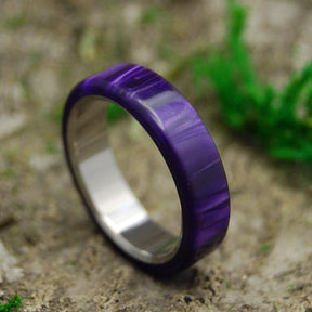 ROYAL SWIM OUT | Purple Marbled Resin & Titanium Women's Wedding Rings - Minter and Richter Designs