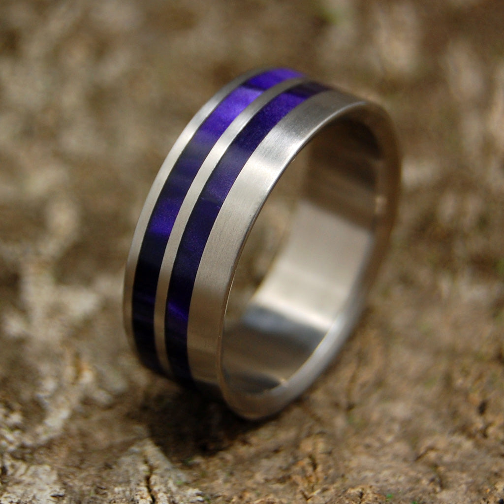 ROMAN PURPURE | Purple Marbled Opalescent Resin Titanium Men's Wedding Rings - Minter and Richter Designs