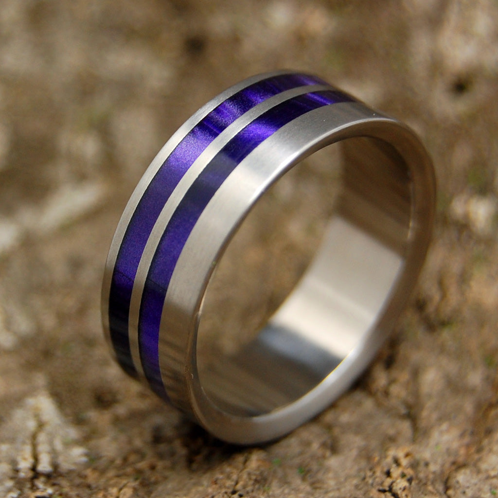 ROMAN PURPURE | Purple Marbled Opalescent Resin Titanium Men's Wedding Rings - Minter and Richter Designs