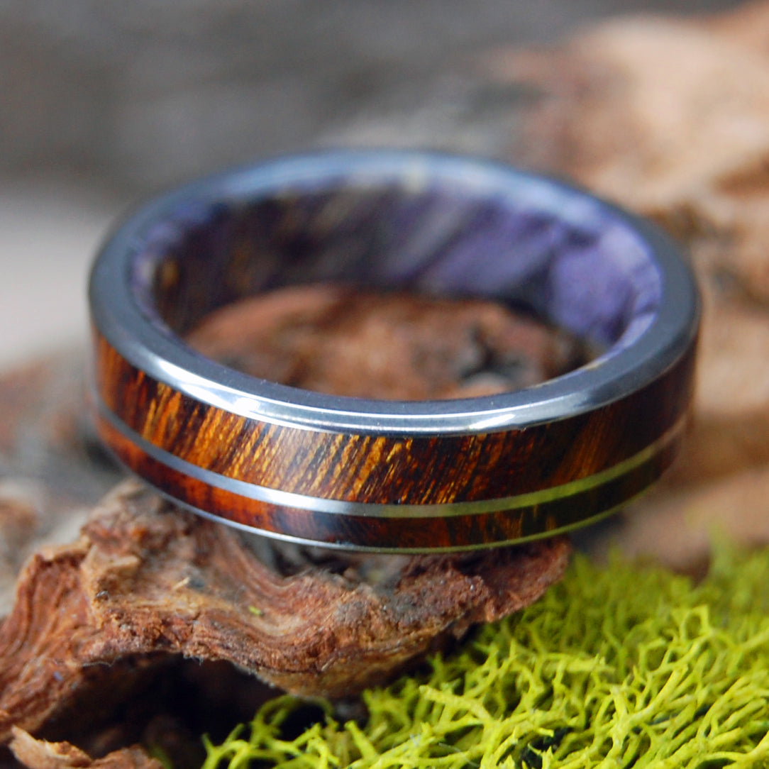 MAZANITA PURPLE | Purple Box Elder Wood & Mazanita Wood - Titanium Wedding Ring - Minter and Richter Designs