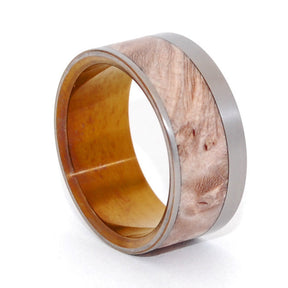 Purr | Wood and Hand Anodized Bronze Titanium Wedding Ring - Minter and Richter Designs