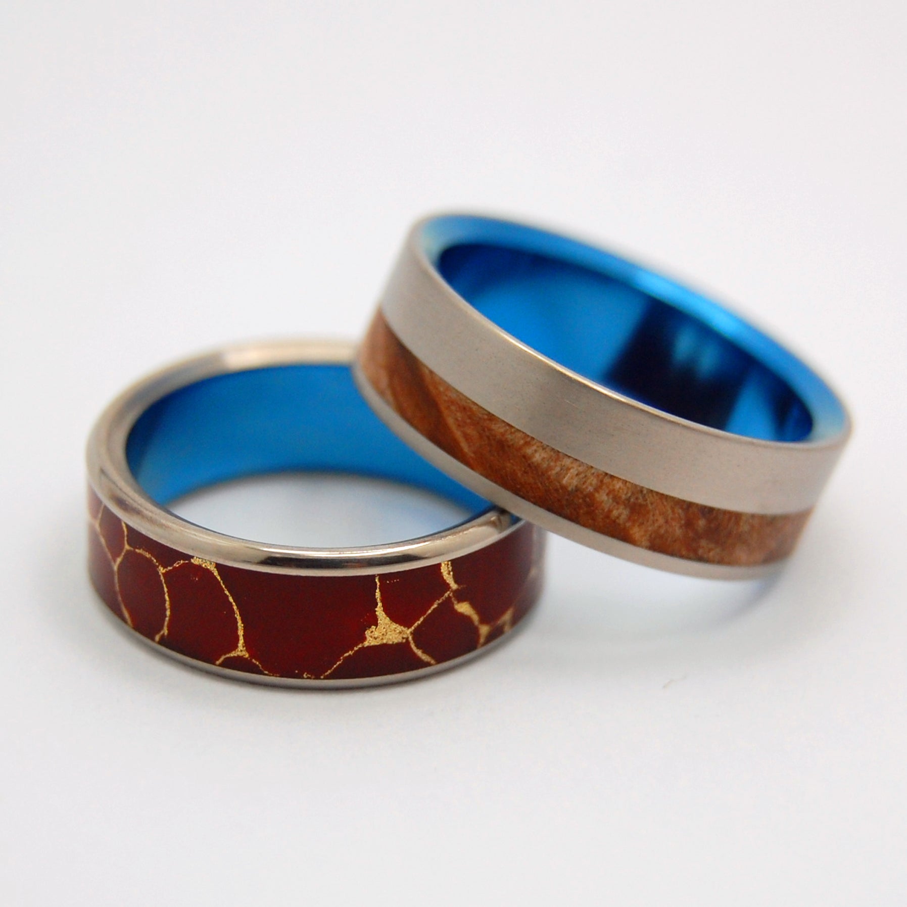 BLUE FAUN ENDURANCE | Red Jasper Stone, Wood & Titanium - Unique Wedding Rings - Women's Wedding Rings - Minter and Richter Designs