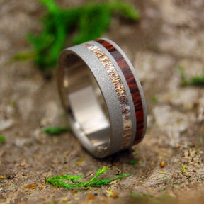 SPOTTED DEER | Deer Antler & Red Palm Wood Titanium Men's Wedding Rings - Minter and Richter Designs