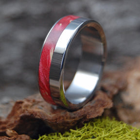 PAPER HEART | Red Box Elder Wood & Titanium - Unique Wedding Rings - Wedding Rings - Minter and Richter Designs