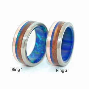 ARCTIC VIKING | Titanium & Copper & Stone Wedding Rings - Minter and Richter Designs