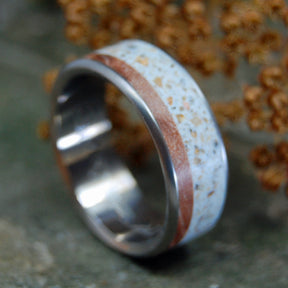 OUR RIVER | New Hampshire River Stone & Maple Titanium Wedding Ring - Minter and Richter Designs