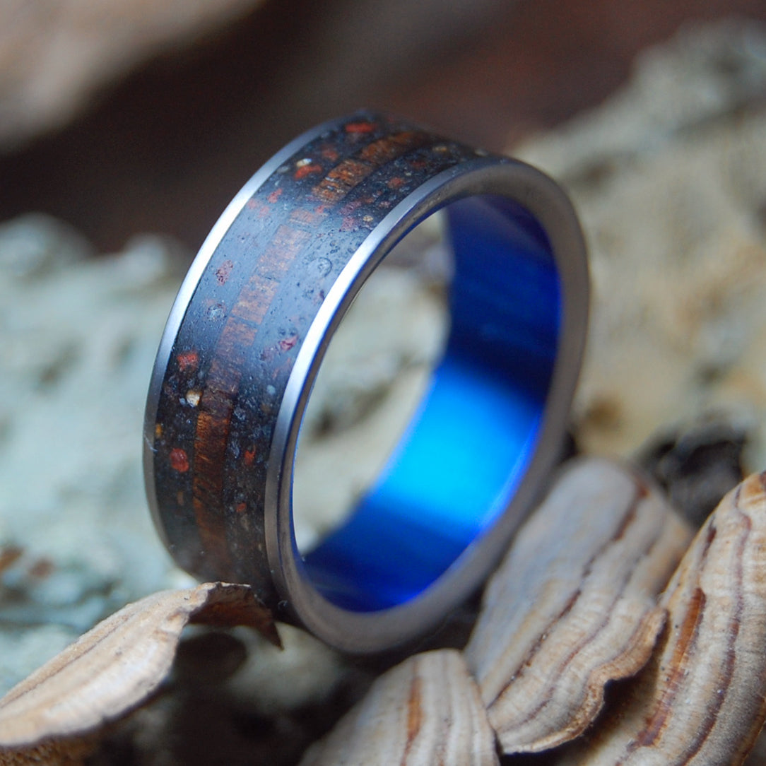COOL ACROSS THE LAND | Wood & Beach Sand Rings - Hawaiian Wedding Ring - Unique Wedding Rings - Minter and Richter Designs