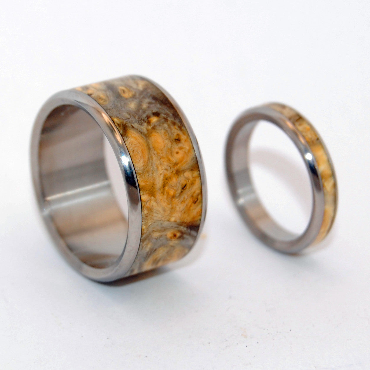 RUNAWAY SET | California Buckeye Wood & Titanium - Unique Wedding Rings - Wedding Rings - Minter and Richter Designs