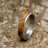 RUNAWAY ROUNDED | California Buckeye Wood Titanium Handcrafted Wedding Rings - Minter and Richter Designs