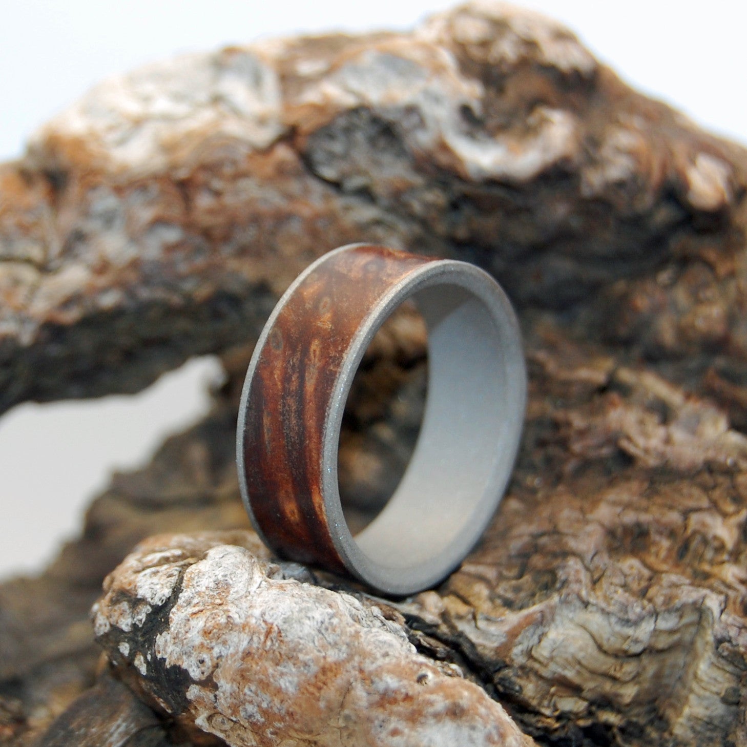 Mens Ring - Redwood Burl - Titanium Wedding Ring | MIGHTY ONE - Minter and Richter Designs