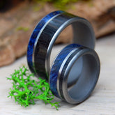 SCOTTISH HIGHLANDS | Scottish Bog Oak & Dark Blue Box Elder - Unique Wedding Rings - Wedding Ring Sets - Minter and Richter Designs