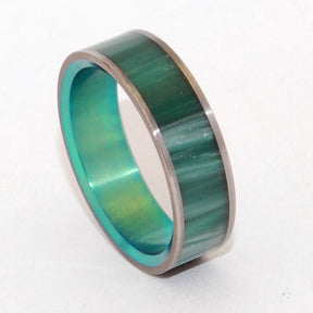 SEA MOSS | Antique Green Resin - Men's Titanium Wedding Rings - Green Rings - Minter and Richter Designs