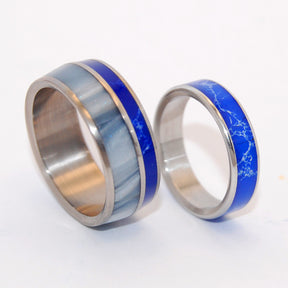 We'll Always Be Where Blue Stars Shine | Stone and Titanium Wedding Ring Set - Minter and Richter Designs