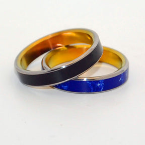 EYES OF STARS | Onyx Stone & Sodalite - Unique Wedding Rings Set - Minter and Richter Designs