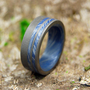 SON OF ADAM | Blue Silver Mokume Gane M3 Titanium Wedding Rings - Minter and Richter Designs
