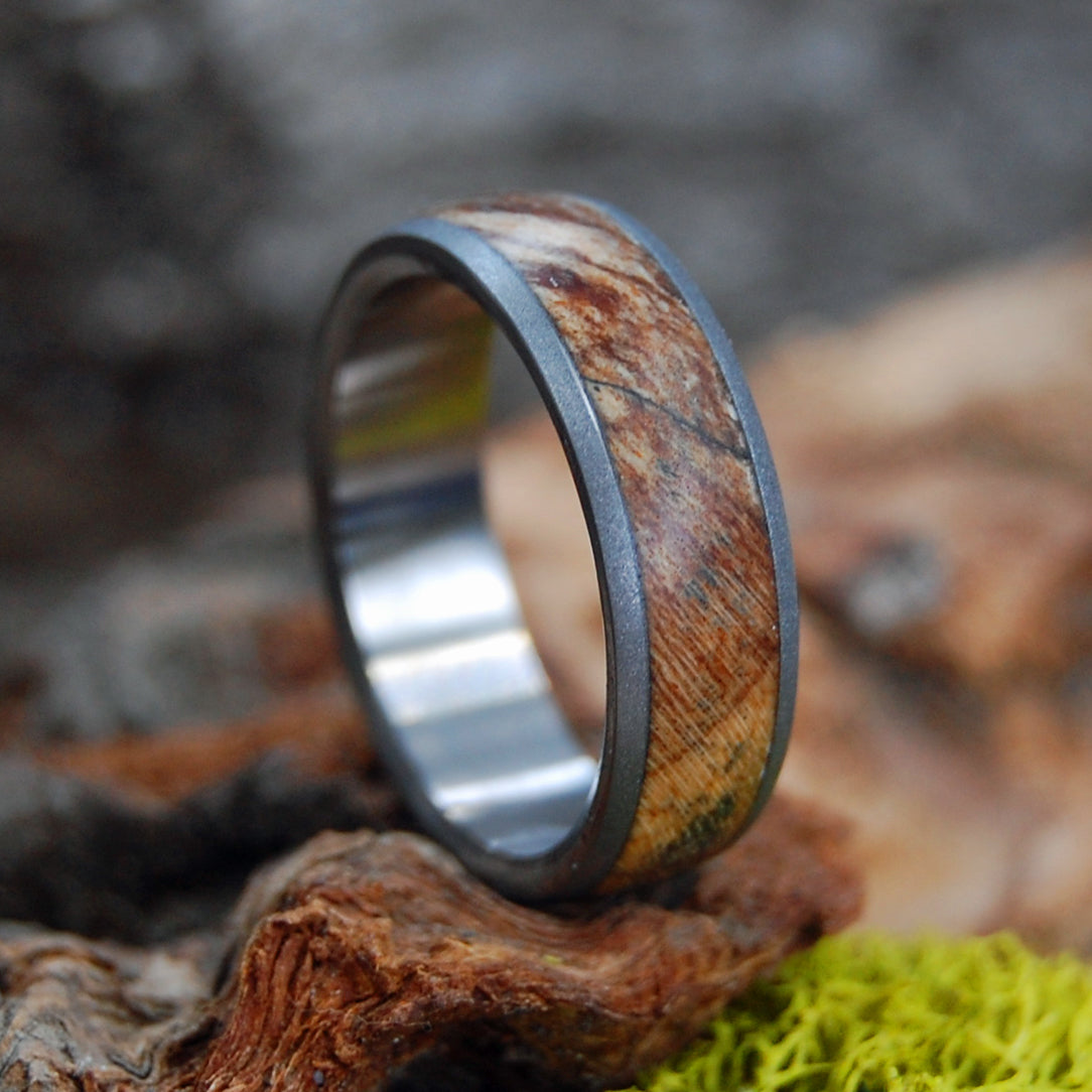 SPALTED DOME | Spalted Maple & Titanium Domed Wedding Rings - Minter and Richter Designs