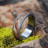 SPALTED DOME | Spalted Maple & Titanium Domed Wedding Rings - Minter and Richter Designs