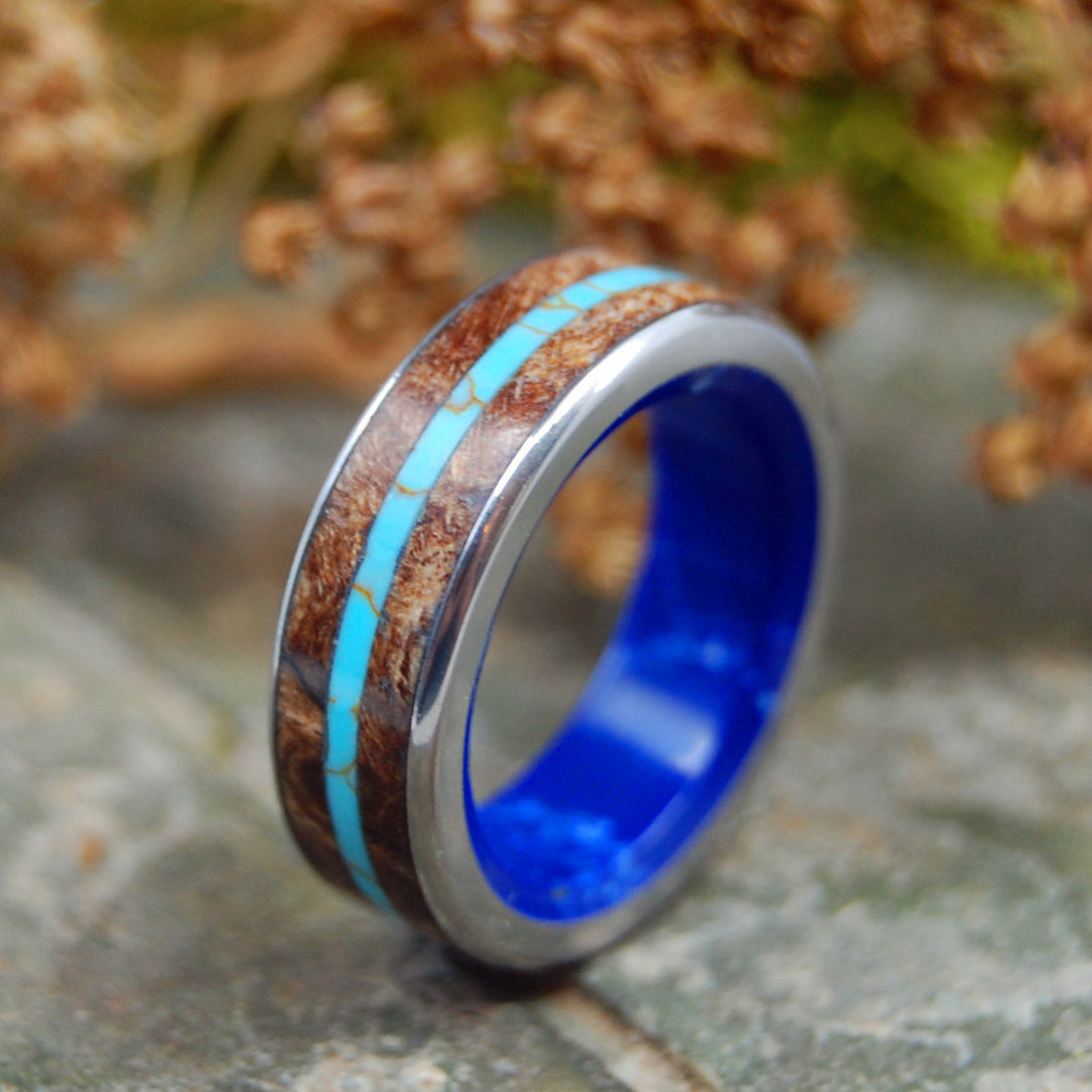 ETERNITY IS HERE | Turquoise & Spalted Maple Wedding Rings - Minter and Richter Designs