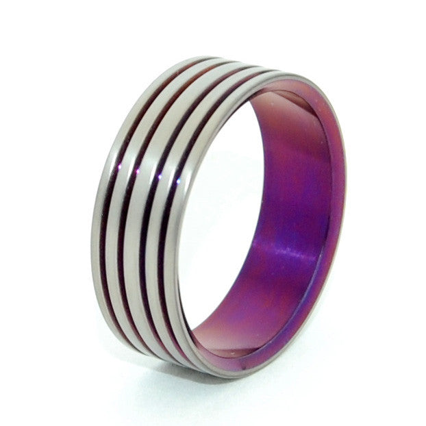 Many Paths | Purple Hand Anodized Titanium Wedding Ring - Minter and Richter Designs
