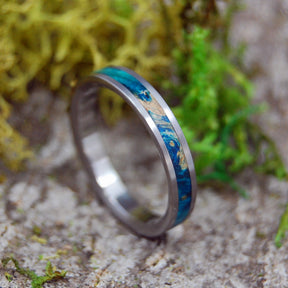 STARRY STARRY NIGHT | Titanium & Blue Box Elder Wooden Wedding Rings - Minter and Richter Designs