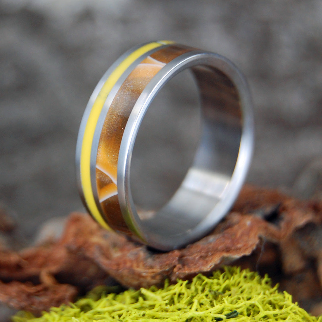 AMBER YELLOW SHOCK | SIZE 10.5 AT 7.5MM | Amber & Yellow Shock | Unique Wedding Rings | On Sale - Minter and Richter Designs
